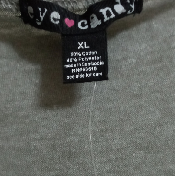 NWOT eye candy long sleeve crop tee top XL gray - Picture 3 of 4